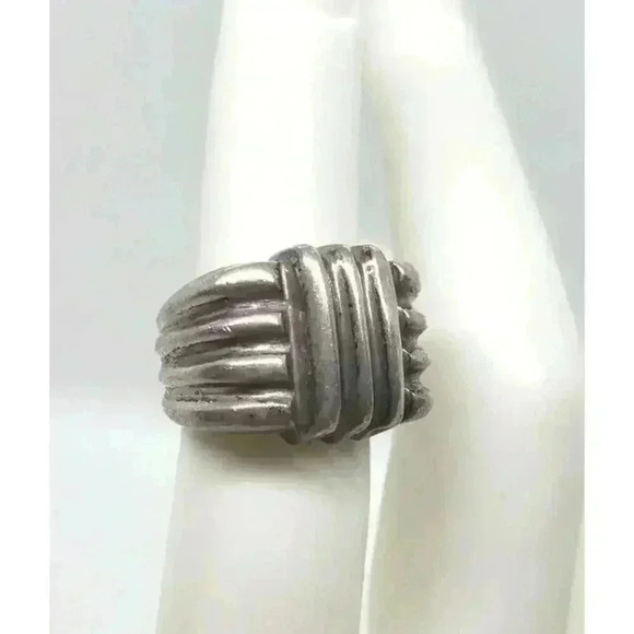 bayanihan Jewelry - Vintage Iconic Bayanihan Brutalist Chunky 925 Sterling Silver Ring Heavy Sz 5